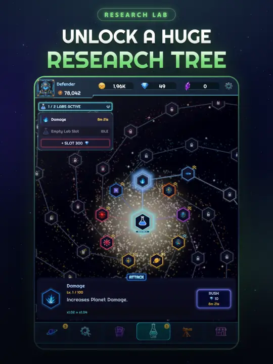 Research tree with parallel lab slots