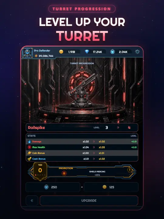Level up your turret and promote its tier