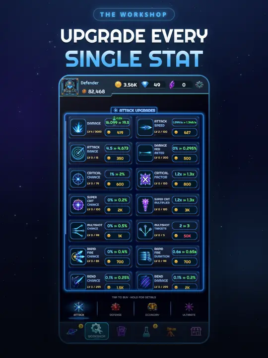 Workshop: upgrade every single stat